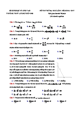 Đề thi thử THPT Quốc gia lần 1 môn Toán - Năm học 2016-2017 - Trường THPT Lương Thế Vinh (Có đáp án)
